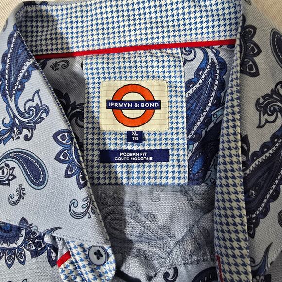 Jermyn & Bond Modern Fit Long Sleeve Button Down Paisley Shirt Men's Size XL - Picture 7 of 10